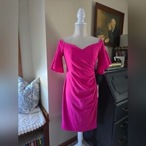 New Calvin Klein Beautiful Pink Off The Shoulder Dress Size 6 New with tags